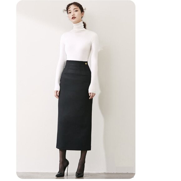 Planet Wool Black Pencil Maxi Skirt High Waist Size medium - Picture 1 of 15